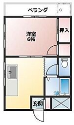 スターシティー星野 1Kの間取図画像