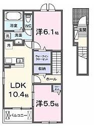 グランドグローバー大島 2LDKの間取図画像