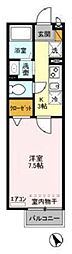 プルミエコート 2階1Kの間取り