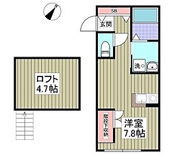 桶川市寿1丁目アパート ワンルームの間取図画像