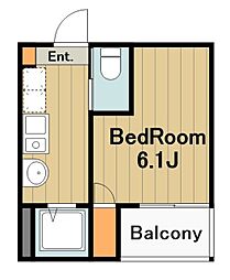 メルディア矢部 1階1Kの間取り