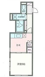 小田急小田原線 小田急相模原駅 徒歩4分の賃貸マンション 1階1DKの間取り