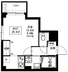b'CASAHigashiayase 1Kの間取図画像