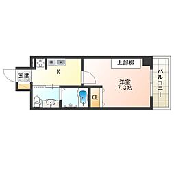 JR東西線 新福島駅 徒歩2分の賃貸マンション 7階1Kの間取り