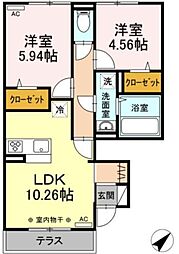 aise village 1階2LDKの間取り