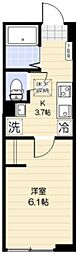Blanc Terrace Matsudo 1階1Kの間取り