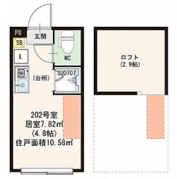 ハーモニーテラス久我山2 ワンルームの間取図画像