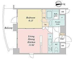 アジールコート西新宿 1LDKの間取図画像