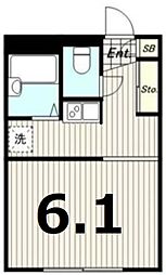 レオパレスアクア(15667) 2階1Kの間取り