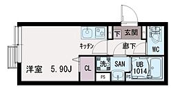 IXO町屋II 1階ワンルームの間取り