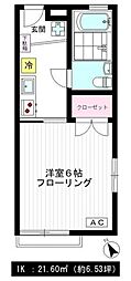 東京メトロ丸ノ内線 中野坂上駅 徒歩10分の賃貸アパート 1階1Kの間取り