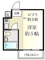 メゾンヴェールB棟 1階ワンルームの間取り