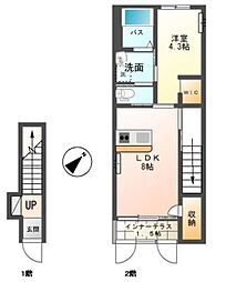 ウィステリア1 1LDKの間取図画像