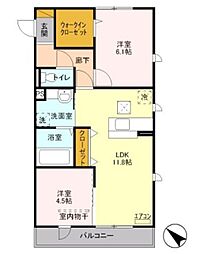 フィレンツェ 1階2LDKの間取り