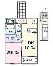 ブリッサ パラシオ 2階1LDKの間取り