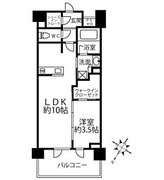クリオラベルヴィ横濱サウス 1LDKの間取図画像