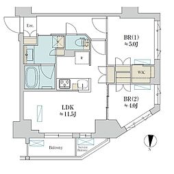 ブリリアイスト清澄庭園 2LDKの間取図画像