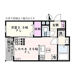 JR京浜東北・根岸線 蒲田駅 徒歩12分の賃貸アパート 3階1LDKの間取り
