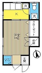 サウスビレッヂ 1Kの間取図画像