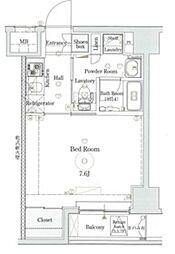 グラントゥルース王子 1Kの間取図画像