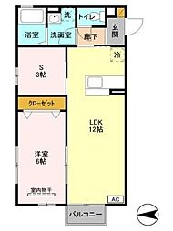 アサミエレガンス 1SLDKの間取図画像