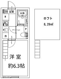 アイ・ボナール2 1Kの間取図画像