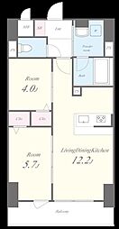 Ｅｖｅｒｇａｒｄｅｎ 7階2LDKの間取り