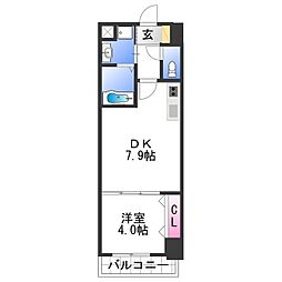 シャルマンフジ和歌山駅前 1DKの間取図画像