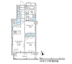 パークアクシス駒込ヒルトップ 2LDKの間取図画像