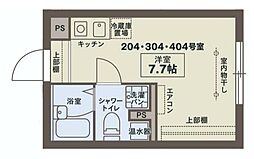 COCOFLAT武蔵小山 4階ワンルームの間取り