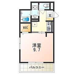 サニーコンフォート 1Kの間取図画像