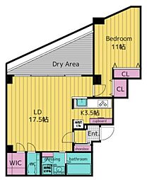 東京メトロ銀座線 表参道駅 徒歩13分の賃貸マンション 地下1階1LDKの間取り