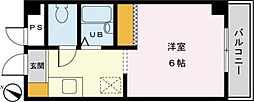 グリーンハイムヴィラながい 3階1Kの間取り