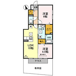 ルーチェ木ノ本 1階2LDKの間取り