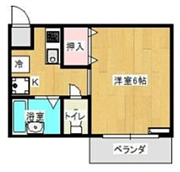 廣田第三マンション 1Kの間取図画像