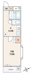 フラワーハイツ 1Kの間取図画像