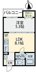 MELDIA新宿 1LDKの間取図画像