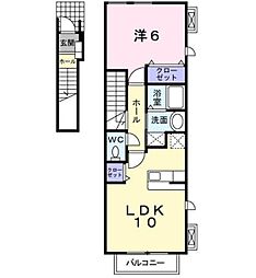 クラール 2階1LDKの間取り