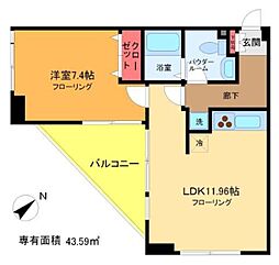 サウンドおしあげ 1LDKの間取図画像