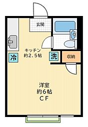 京王井の頭線 下北沢駅 徒歩13分の賃貸アパート 2階1Kの間取り