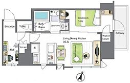 アイフラット若松河田 9階1LDKの間取り