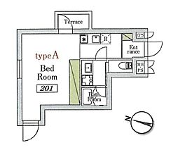 n flat 2階1Kの間取り