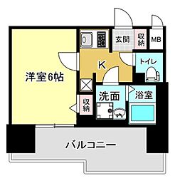エスリードレジデンス梅田グランゲート 1Kの間取図画像