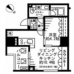 レジディア勝どき 12階1LDKの間取り