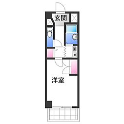 シティガーデン新通 5階1Kの間取り