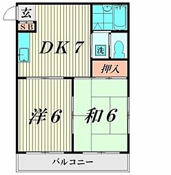 第7光マンション 1階2DKの間取り