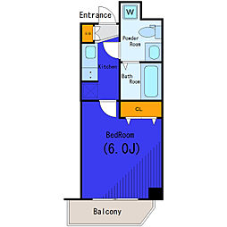 東急池上線 蓮沼駅 徒歩3分の賃貸マンション 3階1Kの間取り