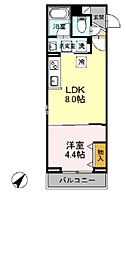 パルナシウス 1階1LDKの間取り