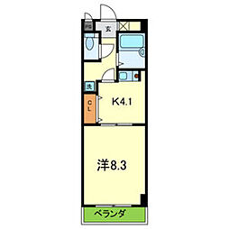 AUBE918 1Kの間取図画像