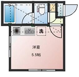 屏風浦ニースの杜 2階ワンルームの間取り